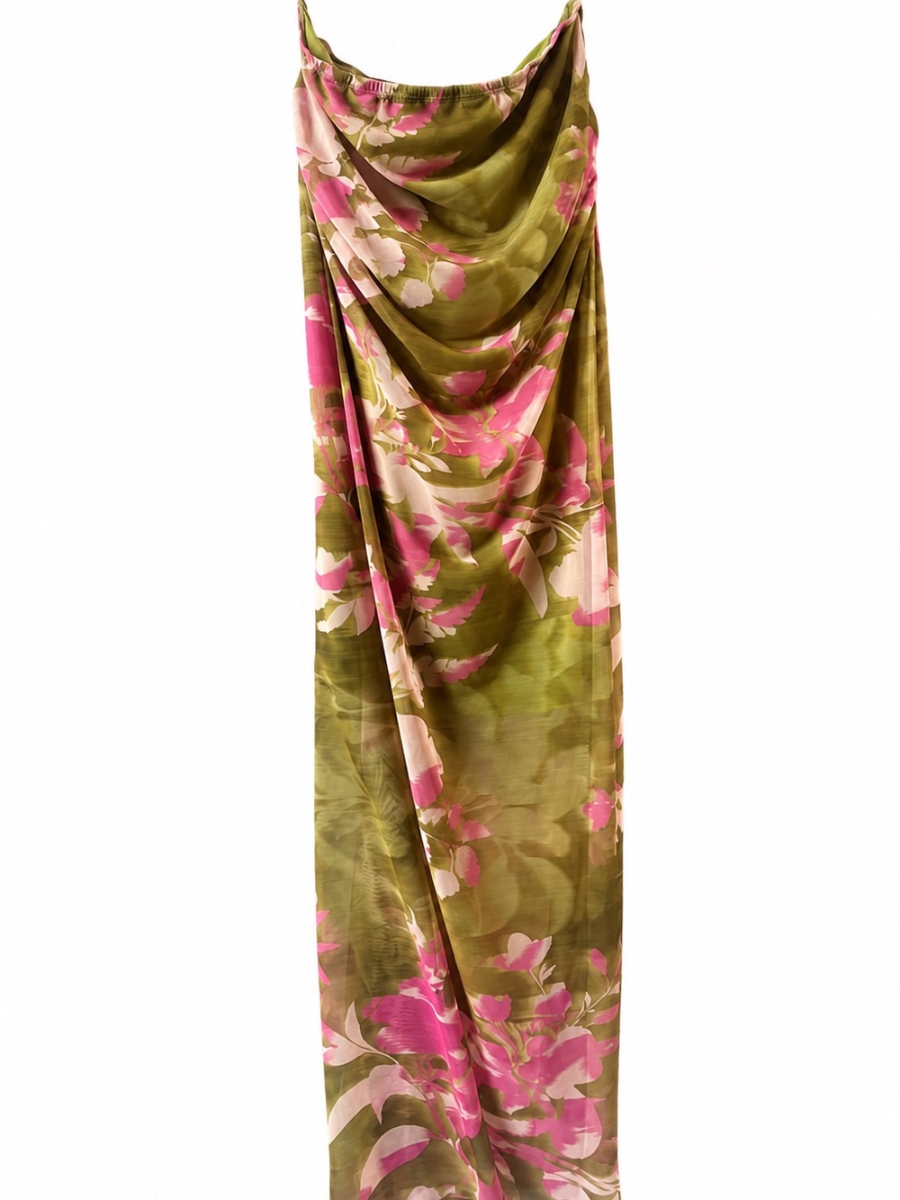 See You Monday Olive & Pink Floral Sarong Cover-Up